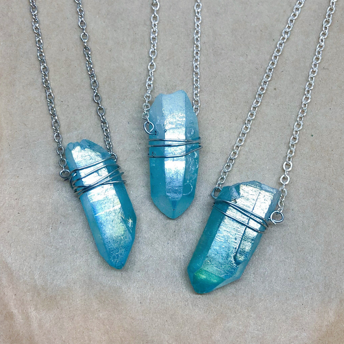 Aqua aura quartz deals necklace