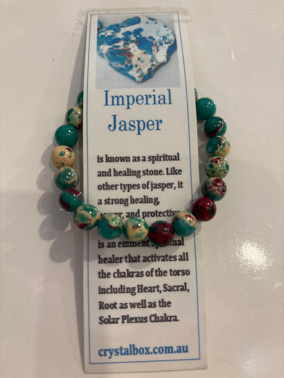 Blue Imperial Jasper Crystal Beaded Bracelet