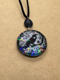 Orgone Crow Necklace with Goldstone & Obsidian Crystal