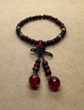 Wood Bead and Ruby Bracelet