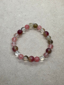 Watermelon Tourmaline Bracelet with Moon