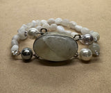 Moonstone set in 925 Silver with Moonstone Beads Bracelet