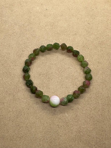 Faceted Watermelon Tourmaline with Persian Jade Centrepiece Crystal Bracelet