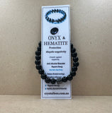 Hematite and Black Onyx Crystal Beaded Bracelet