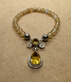 Citrine set in 925 Silver with Faceted Citrine Beaded Bracelet