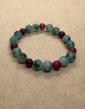 Green Jade and Pink Tiger’s Eye Bracelet