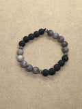 Lepidolite and Lava Stone Crystal Beaded Bracelet