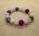 Rose Quartz, Ocean Jasper & Pink Agate Crystal Bracelet