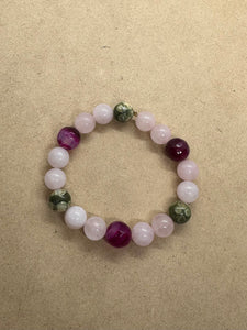 Rose Quartz, Ocean Jasper & Pink Agate Crystal Bracelet