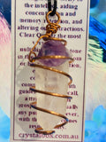Clear Quartz with Amethyst wrapped in Copper Necklace