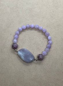 Faceted Kunzite & Lepidolite Centrepiece Crystal Bracelet