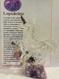 Crystal Unicorn with Lepidolite and Amethyst 10cm tall