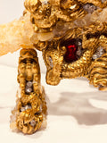 Selenite based Citrine Wand with Luck Dragons and Dragon Stand