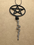 Pentacle Black Tourmaline Snake Necklace