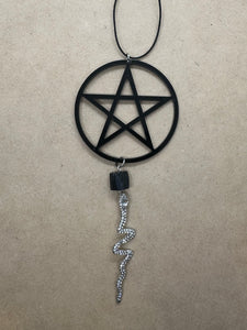 Pentacle Black Tourmaline Snake Necklace