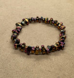 Rainbow Hematite Crystal  Chip Bracelet