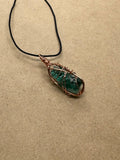 Copper Wired Green Obsidian Pendant