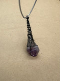 Wired Amethyst Point Crystal Necklace 8