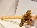 Selenite based Citrine Wand with Luck Dragons and Dragon Stand