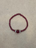 Small Faceted Ruby Crystal Beaded Bracelet with Diamanté Ruby Centrepiece