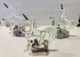 Crystal Unicorn with Zebra Jasper Display 10cm tall