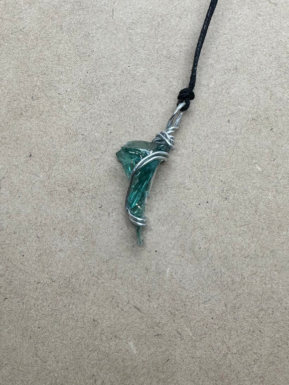 Wired Green Obsidian Pendant