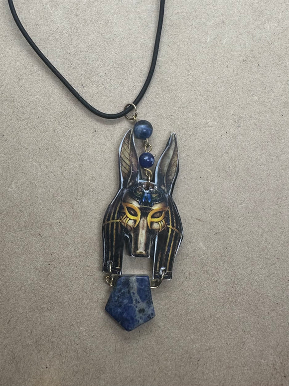 Handmade Anubis Sodalite Necklace