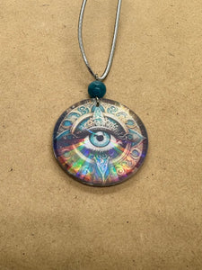 Handmade Orgone Evil Eye Necklace with Blue Agate