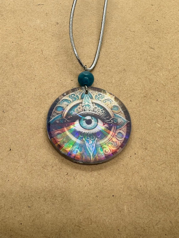 Handmade Orgone Evil Eye Necklace with Blue Agate