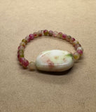 Watermelon Tourmaline with Agate Centrepiece Crystal Bracelet