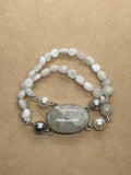 Moonstone set in 925 Silver with Moonstone Beads Bracelet