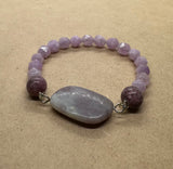 Faceted Kunzite & Lepidolite Centrepiece Crystal Bracelet