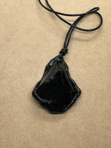 Raw Natural Black Obsidian Necklace