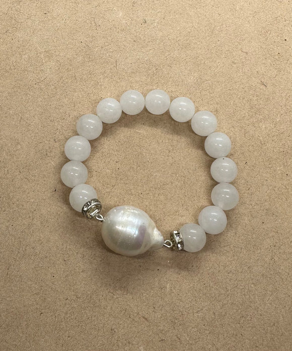 Moonstone & Baroque Pearl Bracelet