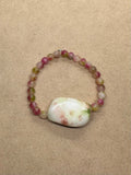 Watermelon Tourmaline with Agate Centrepiece Crystal Bracelet