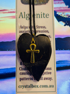 Alglenite Heart with Ankh – Crystal Box