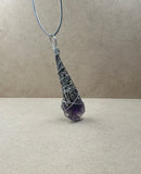 Wired Amethyst Point Crystal Necklace 5
