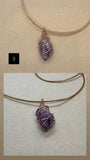 Copper Wired Amethyst Point Crystal Necklace
