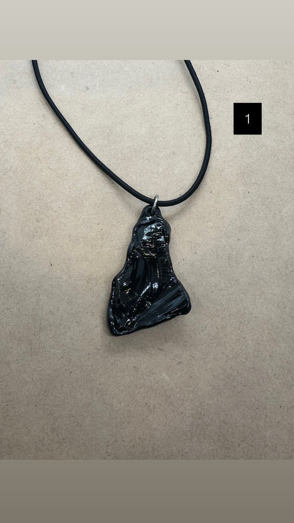 One Off Handmade Black Obsidian Pendant