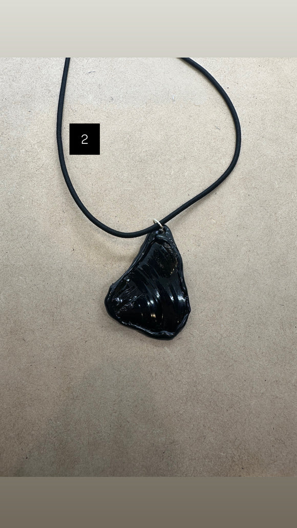 One Off Handmade Black Obsidian Pendant