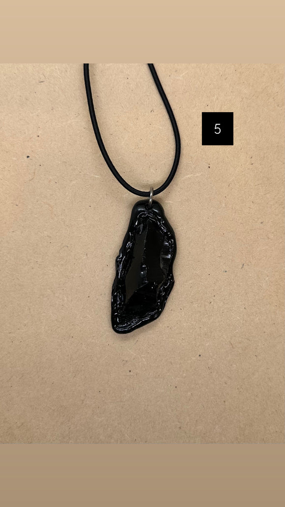 One Off Handmade Black Obsidian Pendant