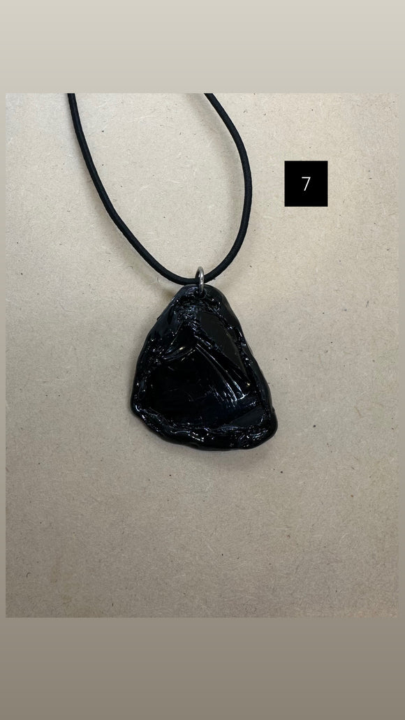 One Off Handmade Black Obsidian Pendant