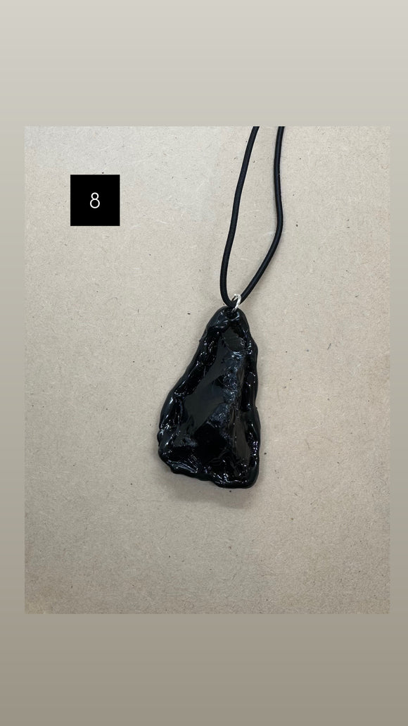 One Off Handmade Black Obsidian Pendant