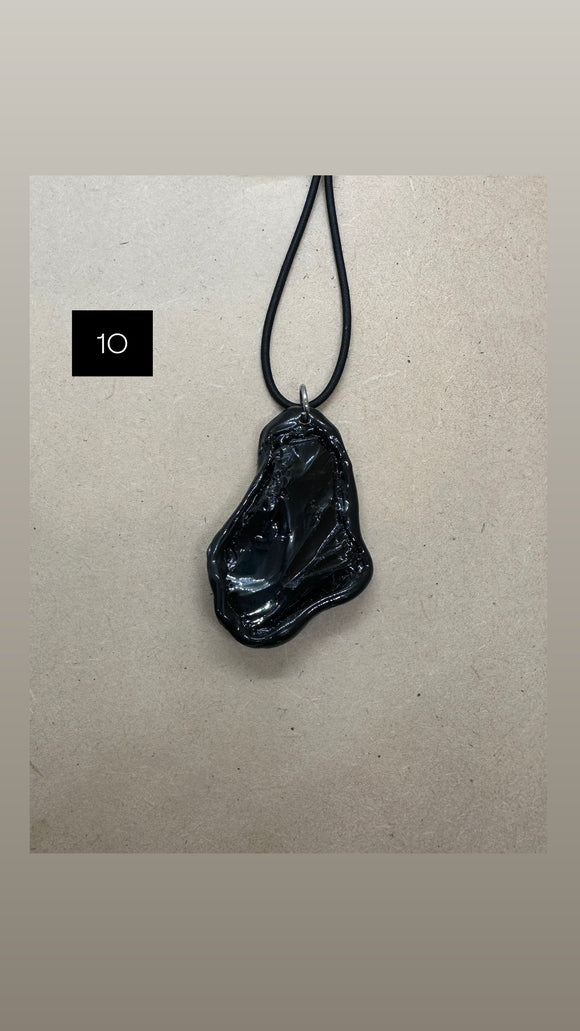 One Off Handmade Black Obsidian Pendant