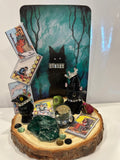 Miniature Black Cat & Crow Tarot Figurine.