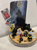Miniature Black Cat & Crow Tarot Figurine.