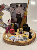 Miniature Black Cat & Crow Tarot Figurine.