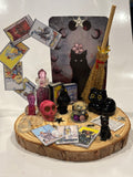 Miniature Black Cat & Crow Tarot Figurine.