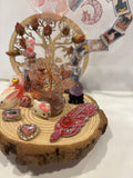 Hello Kitty Miniature Display with real Rose Buds & Crystal Tree.