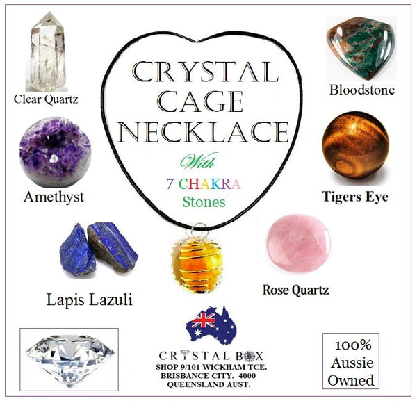 Laterra Gems Chakra Stones in Cage Pendant